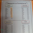 Taqueria La Candelaria tacos menu